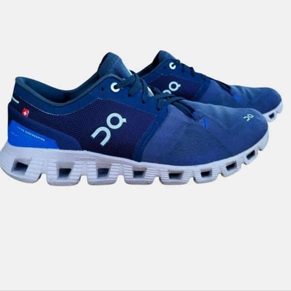 On Running Shoes - On Cloud X V3 Heron Midnight Blue Purple Athletic Running Sneaker Shoe Women 9